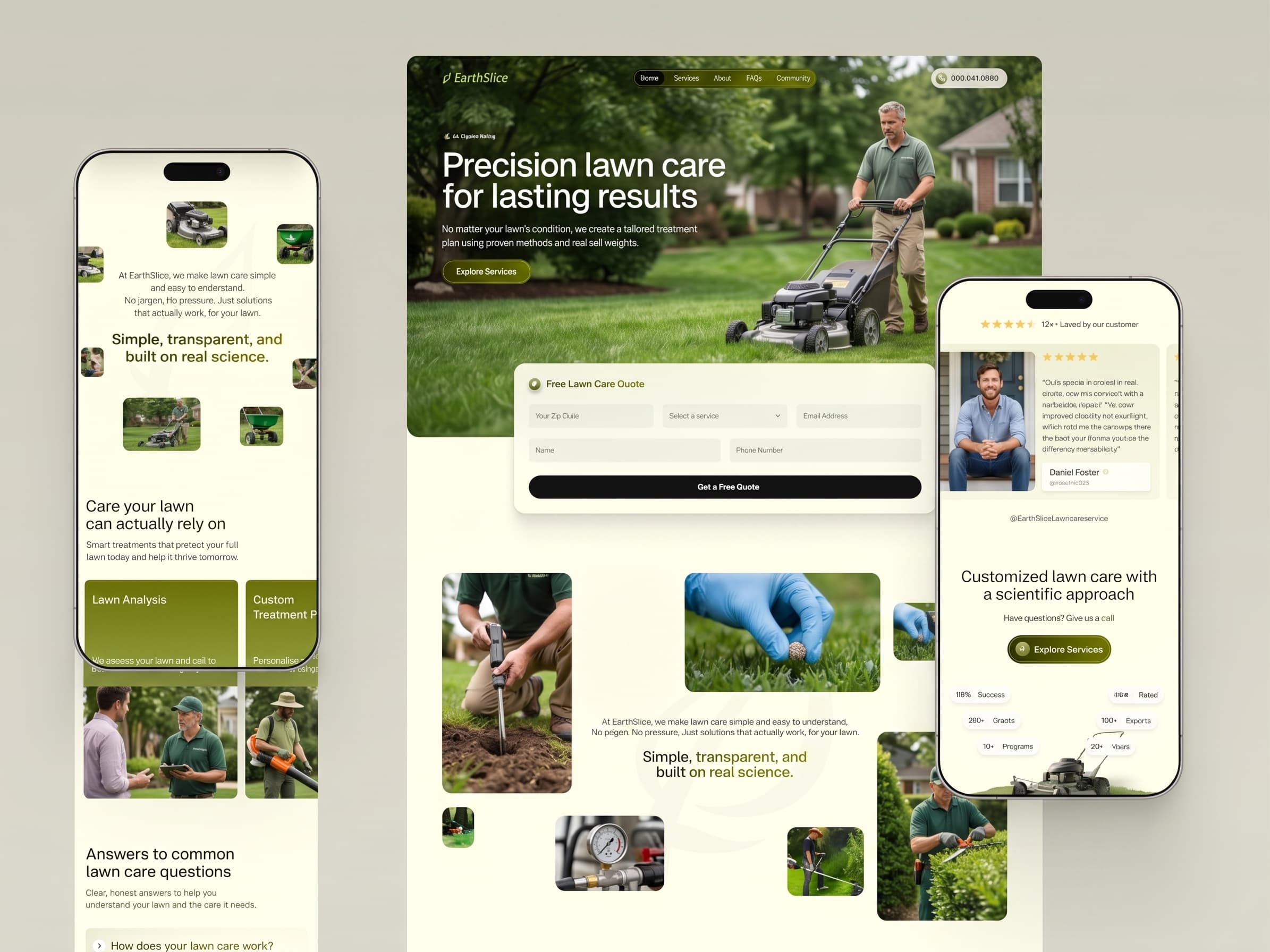 Landscaping contractor website with project gallery and estimate form